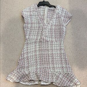 Chic Tweed Dress with Ruffle Hem